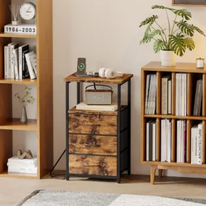 nightstand charging fabric drawers 6