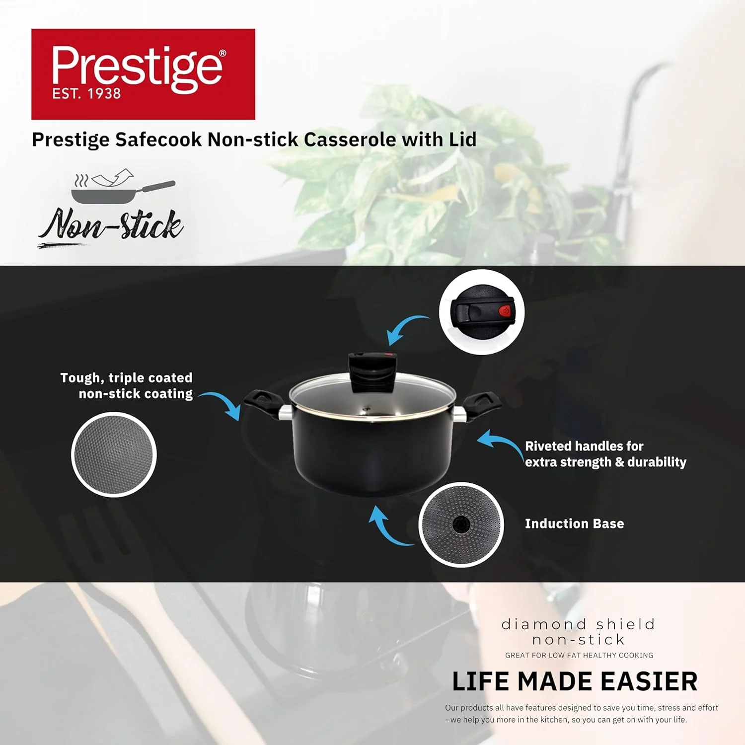 nonstick casserole pot 6