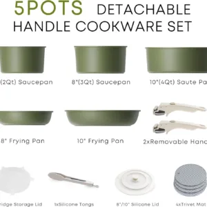 nonstick cookware set stackable 2