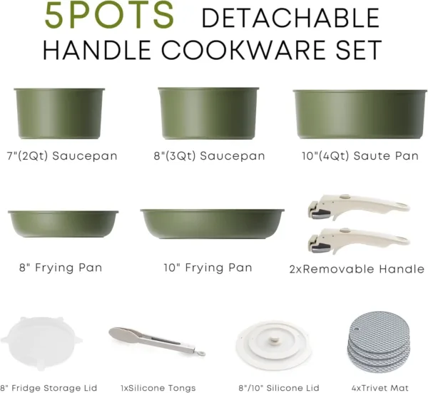 nonstick cookware set stackable 2
