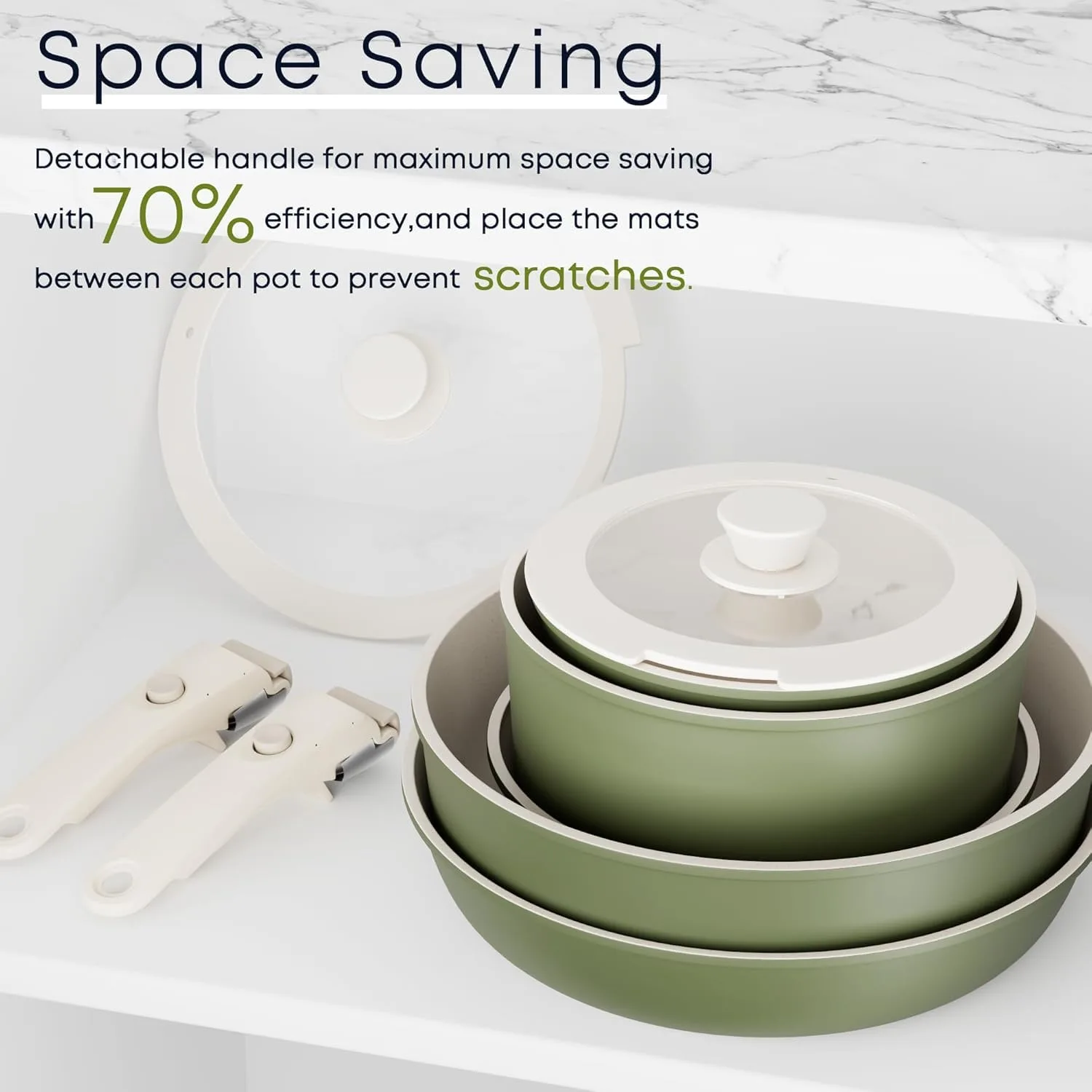 nonstick cookware set stackable 3