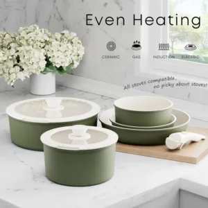 nonstick cookware set stackable 5