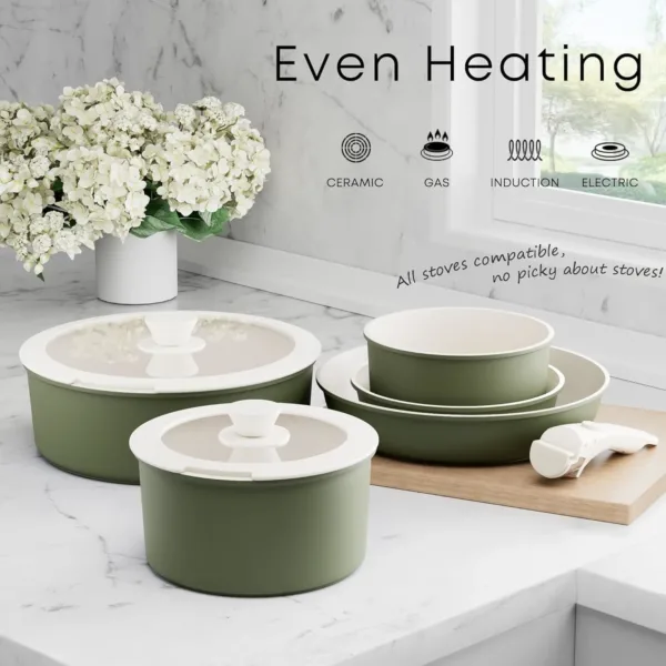 nonstick cookware set stackable 5