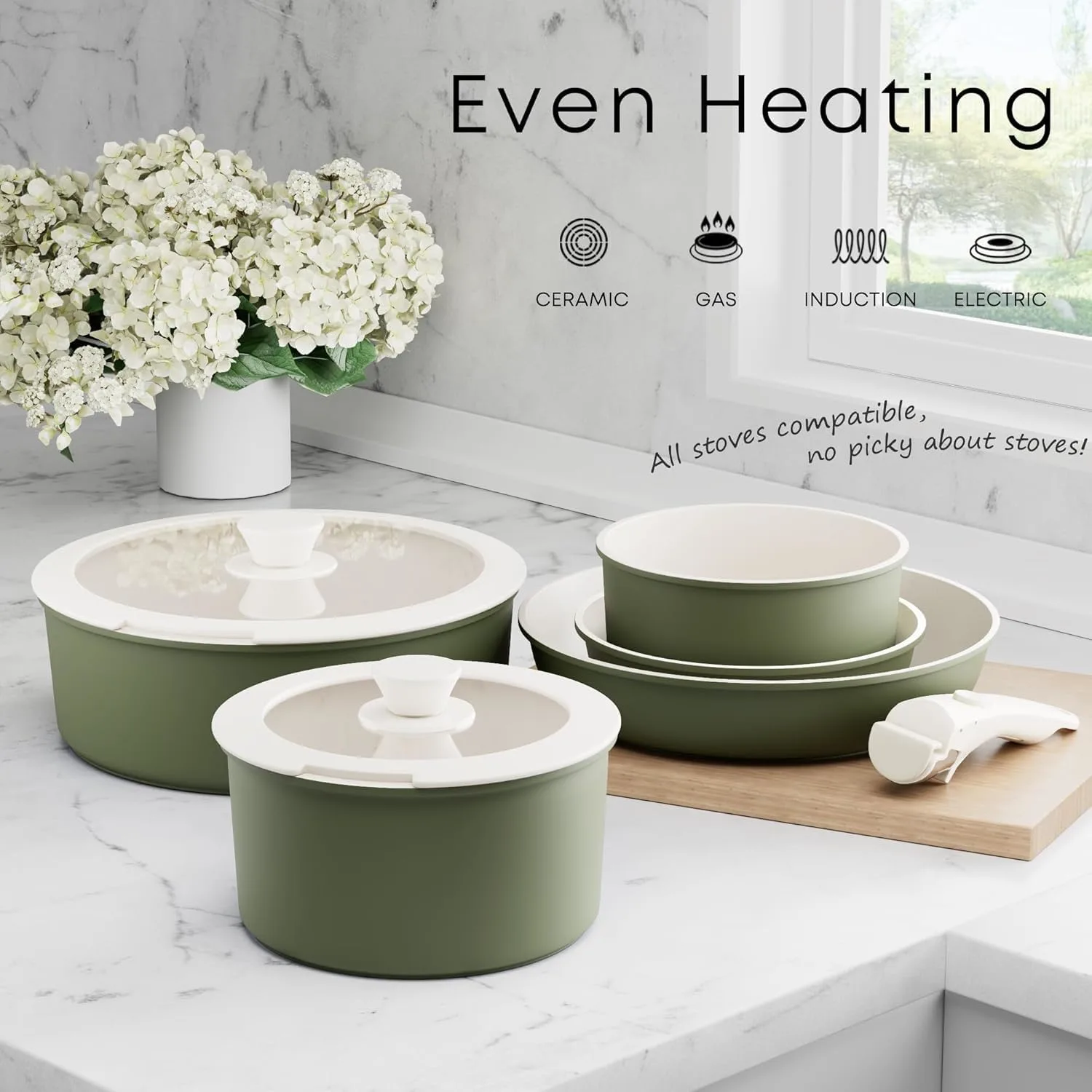 nonstick cookware set stackable 5