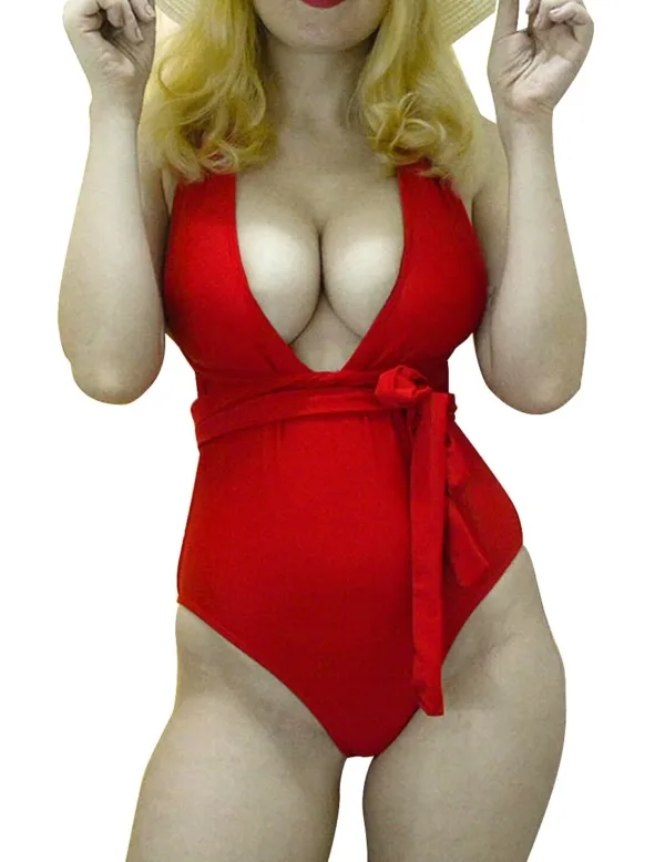 one piece swimsuit plunge 2