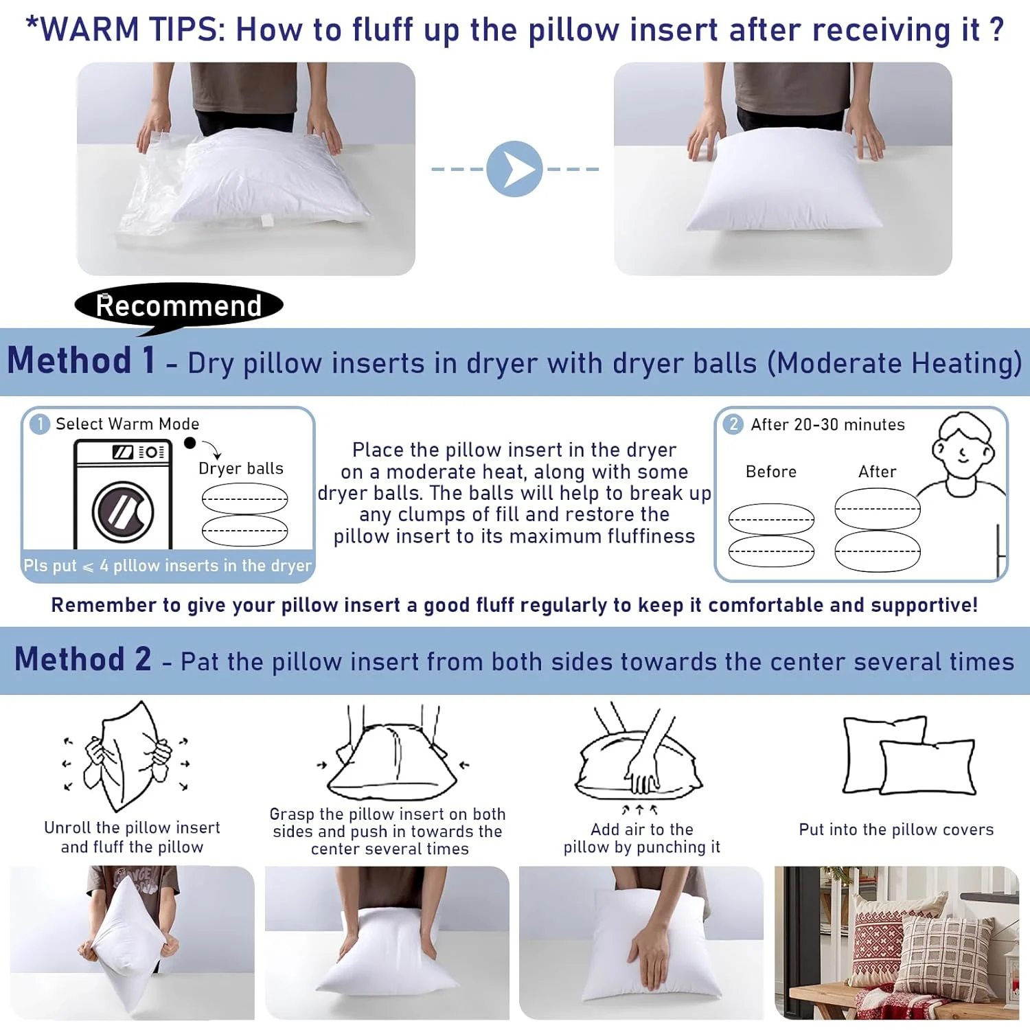 outdoor pillow inserts pack 6