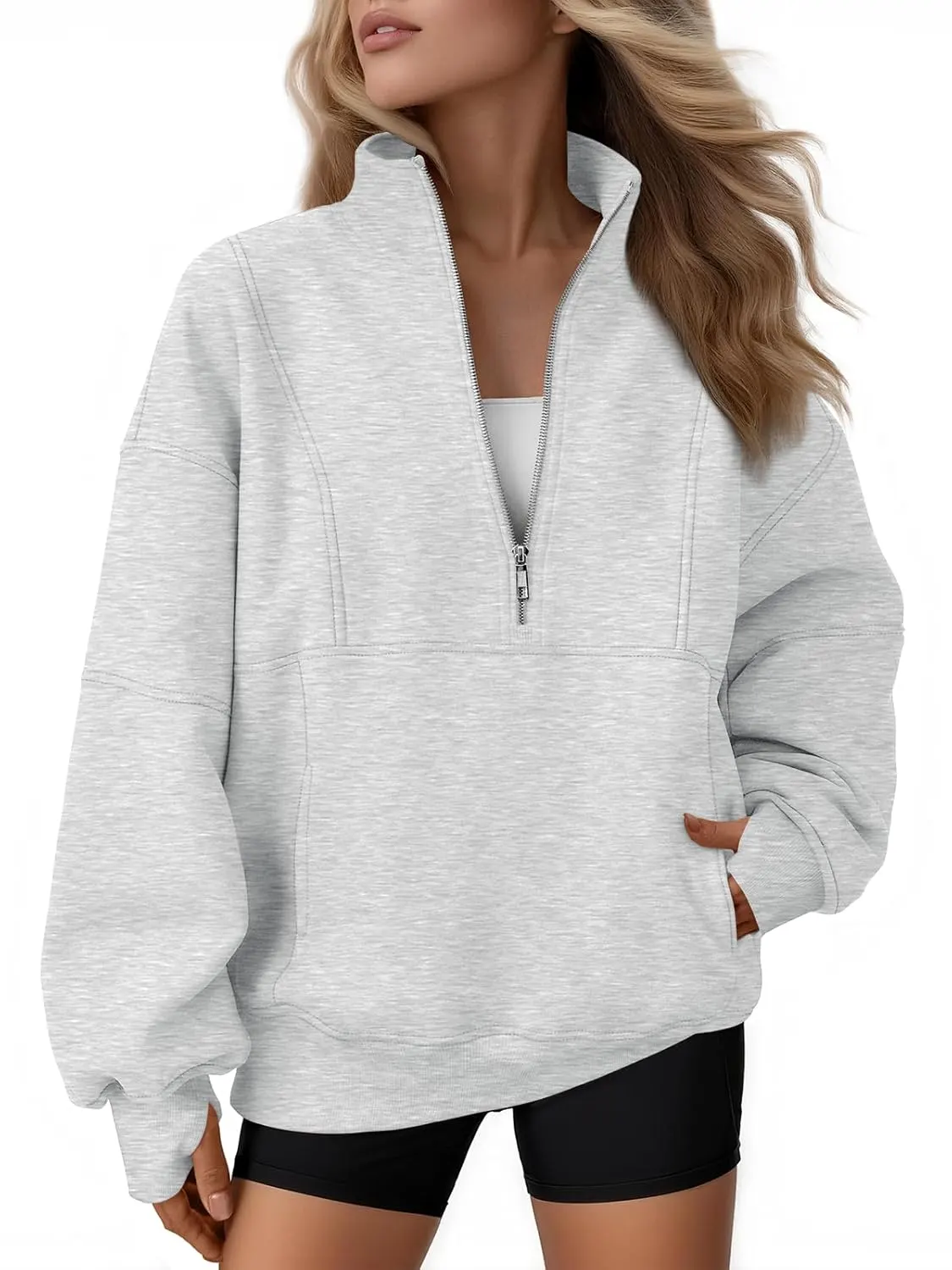 oversized half zip sweatshirt 1