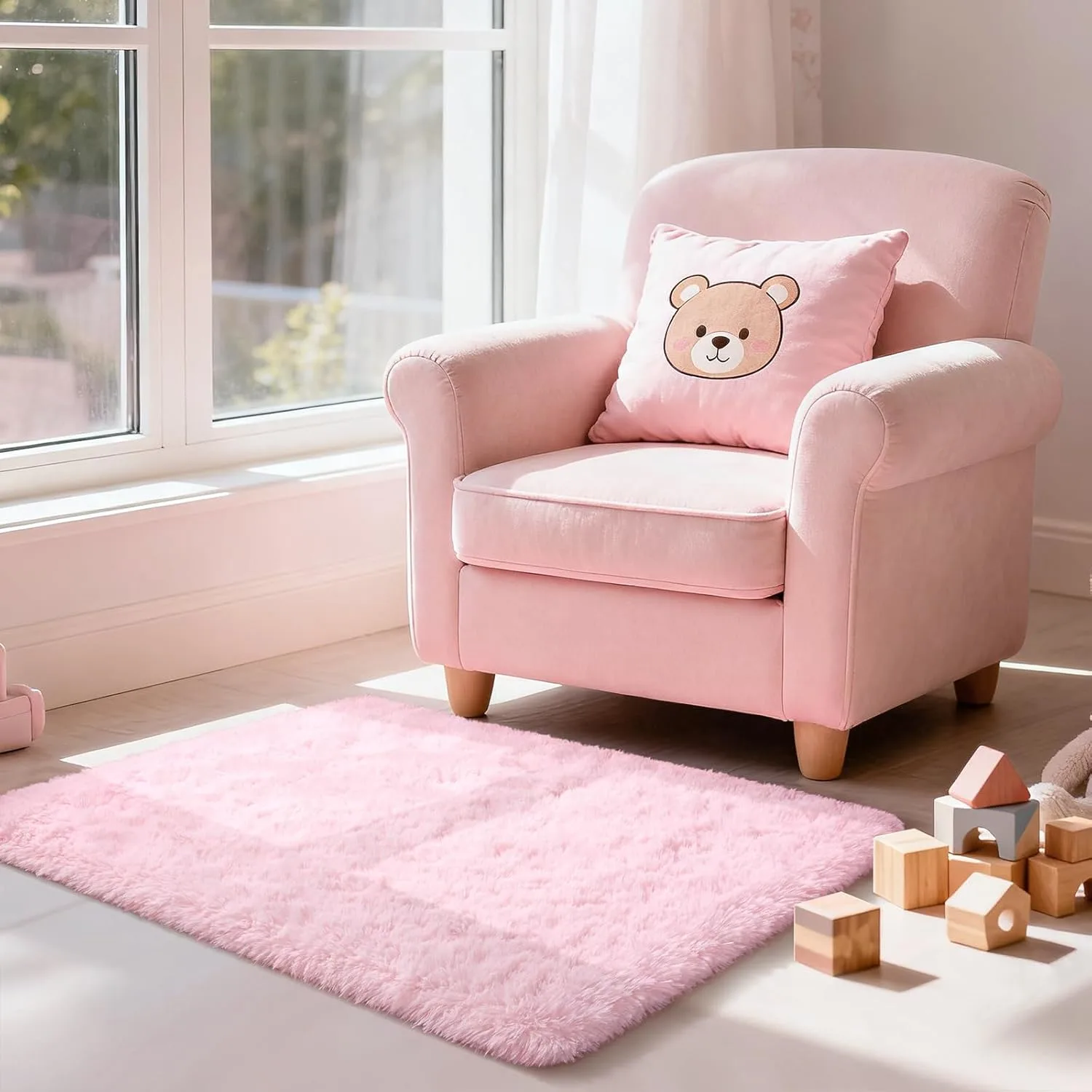 pink shaggy area rug 2