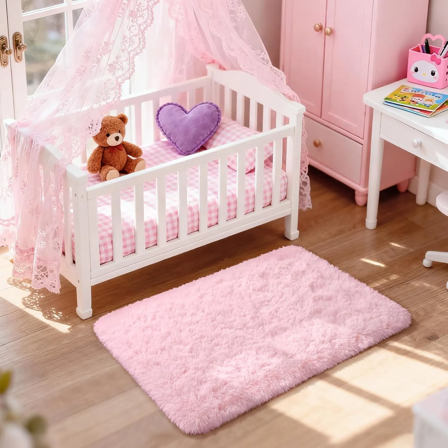 pink shaggy area rug 7