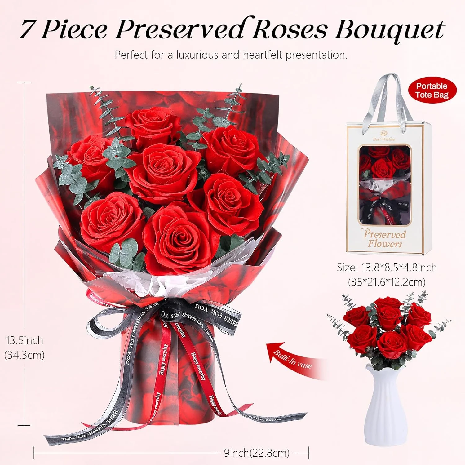 preserved roses bouquet red 6