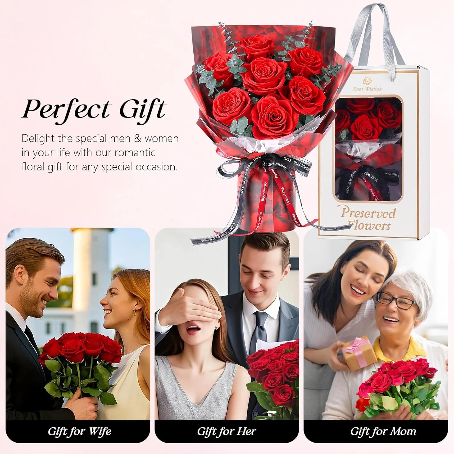 preserved roses bouquet red 7