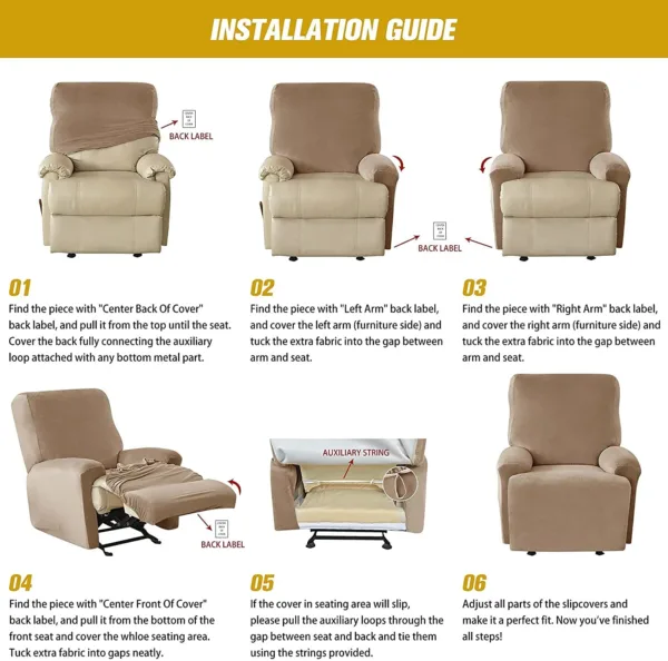 recliner cover velvet stretch 4