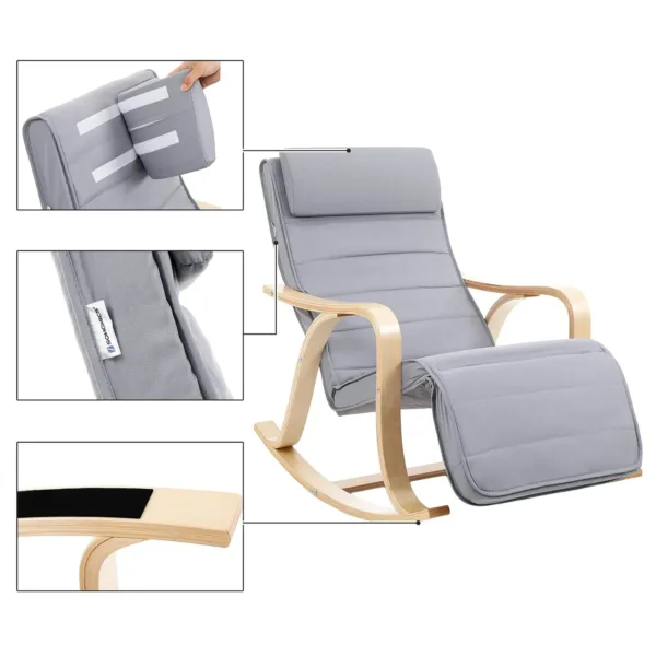 rocking chair wood footrest 4