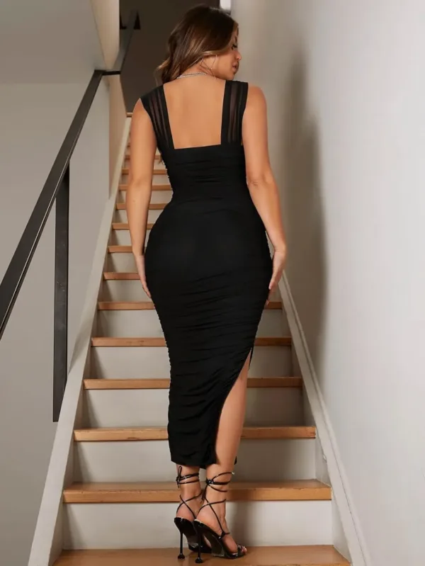 ruched slit hem dress 2