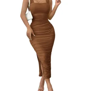 ruched slit hem dress 7