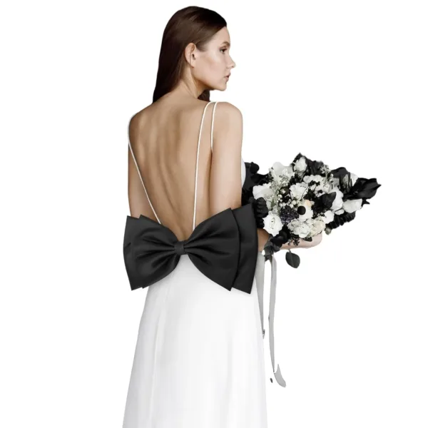satin bow wedding dress 1