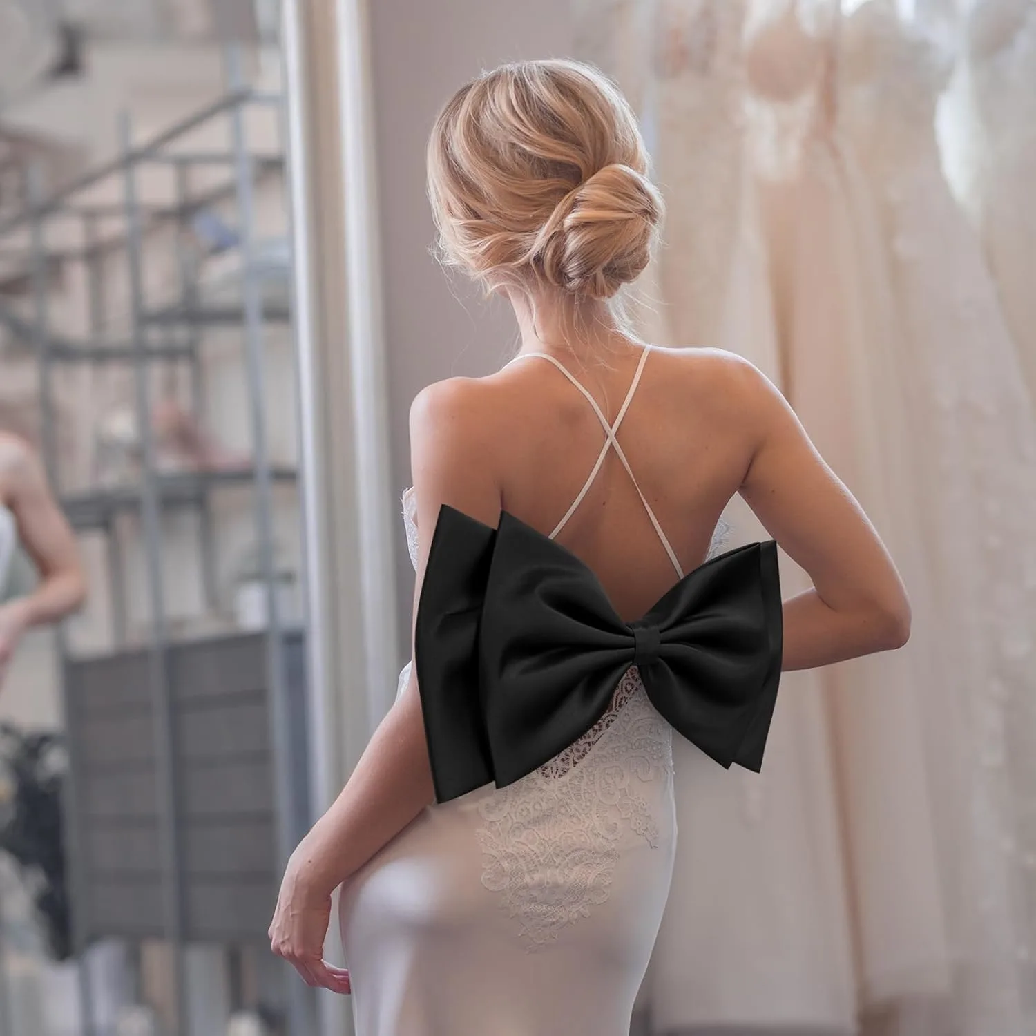 satin bow wedding dress 6