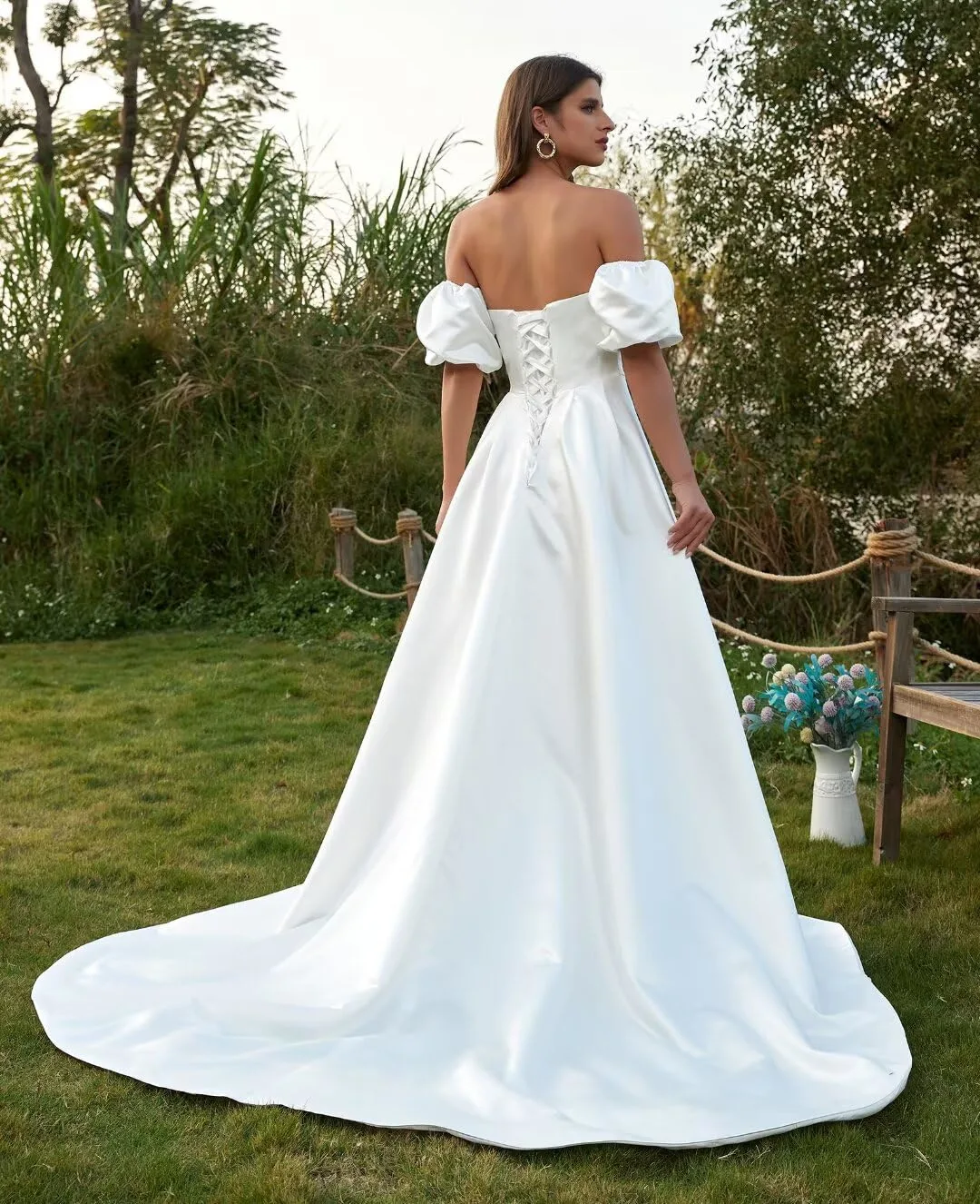 satin wedding dress slit 2