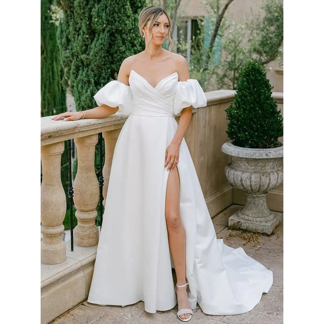 satin wedding dress slit 3