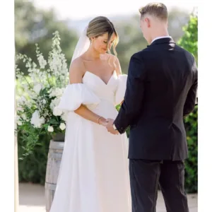 satin wedding dress slit 4