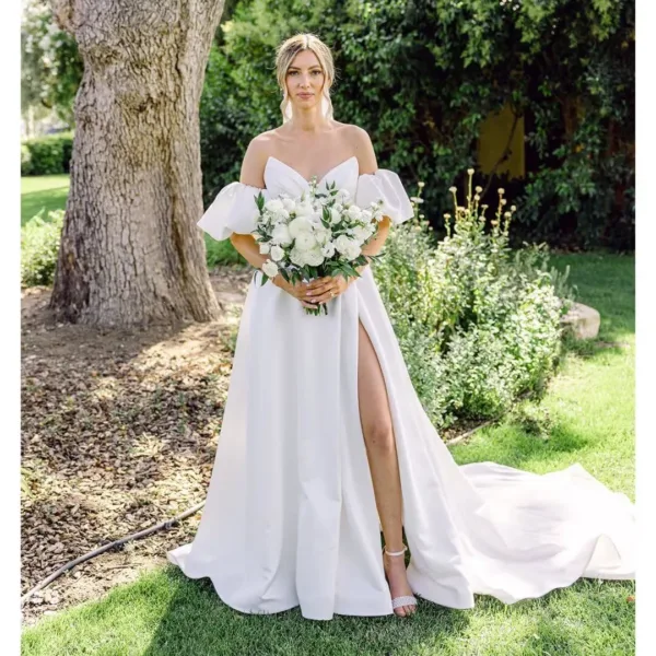 satin wedding dress slit 5