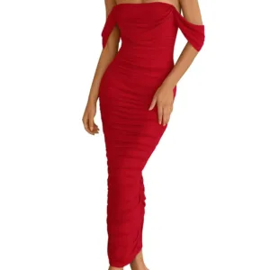 shoulder ruched maxi dress 1