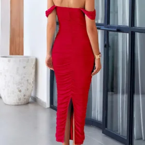 shoulder ruched maxi dress 2