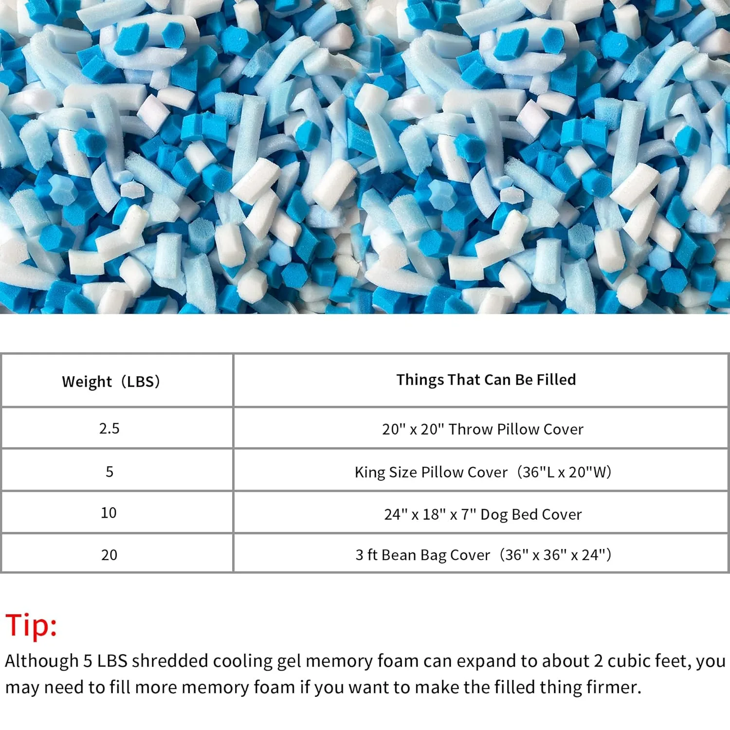 shredded memory foam filling 5