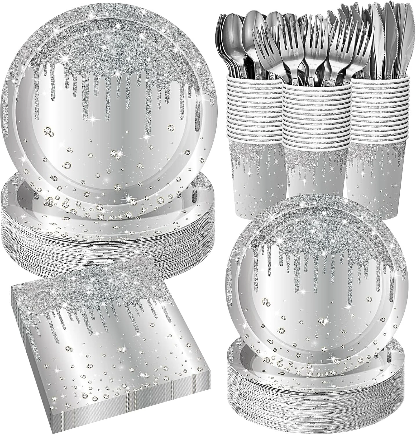 silver birthday party supplies 1