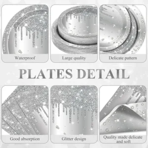 silver birthday party supplies 2