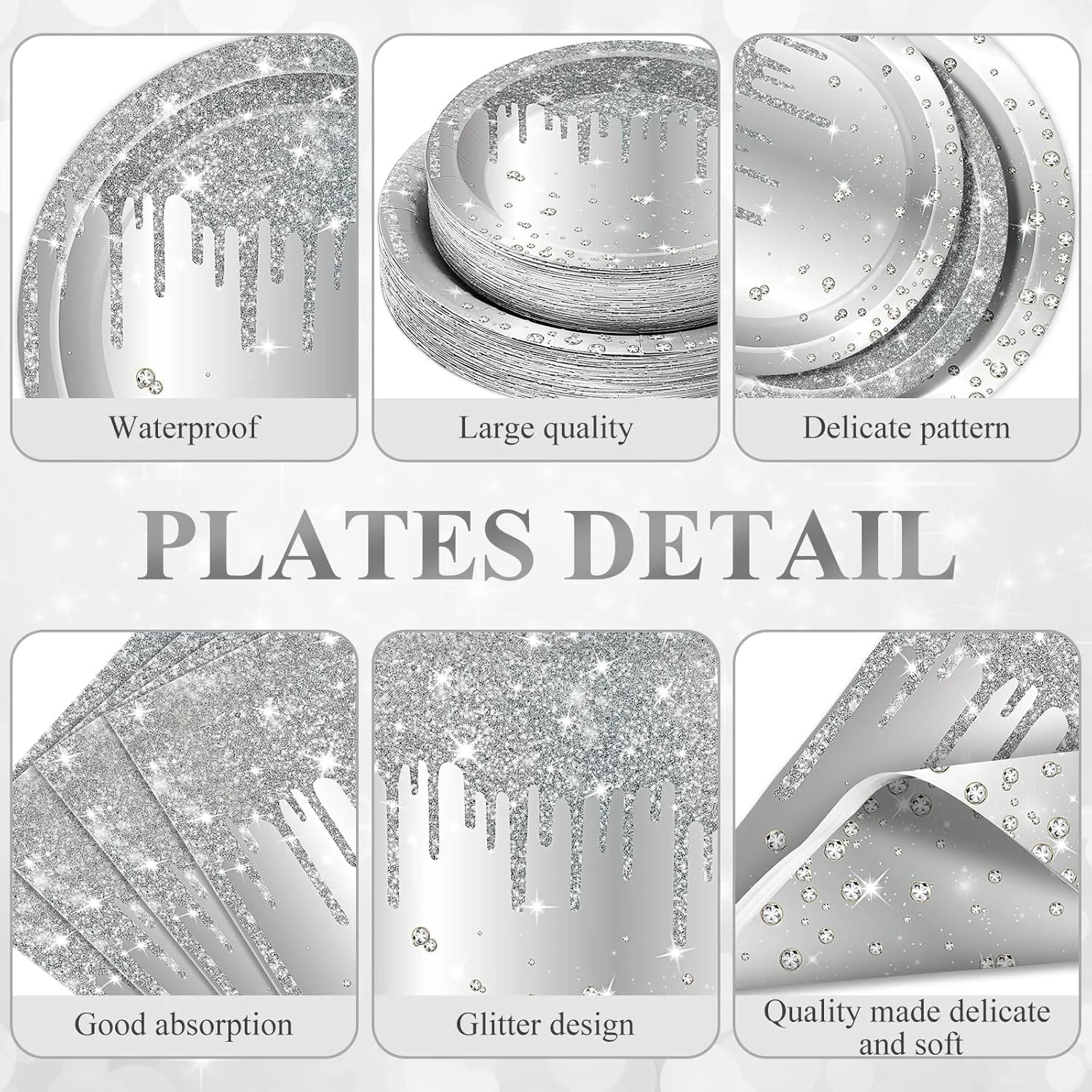 silver birthday party supplies 2