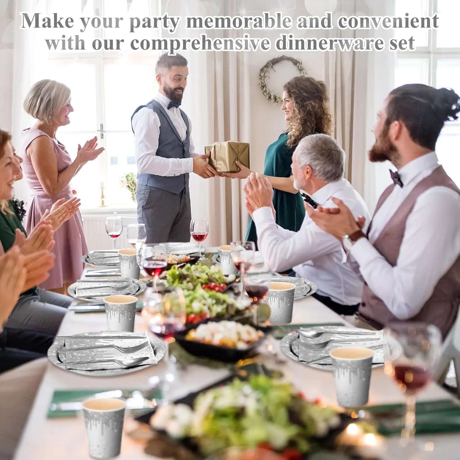 silver birthday party supplies 3