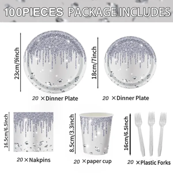 silver birthday party supplies 6