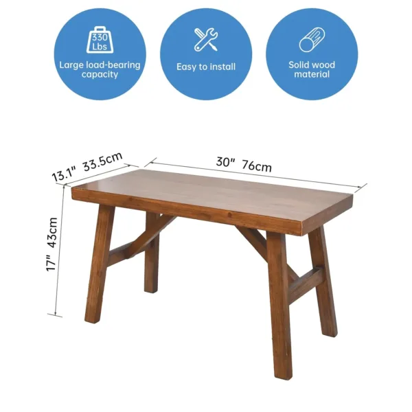 solid wood farmhouse bench 2