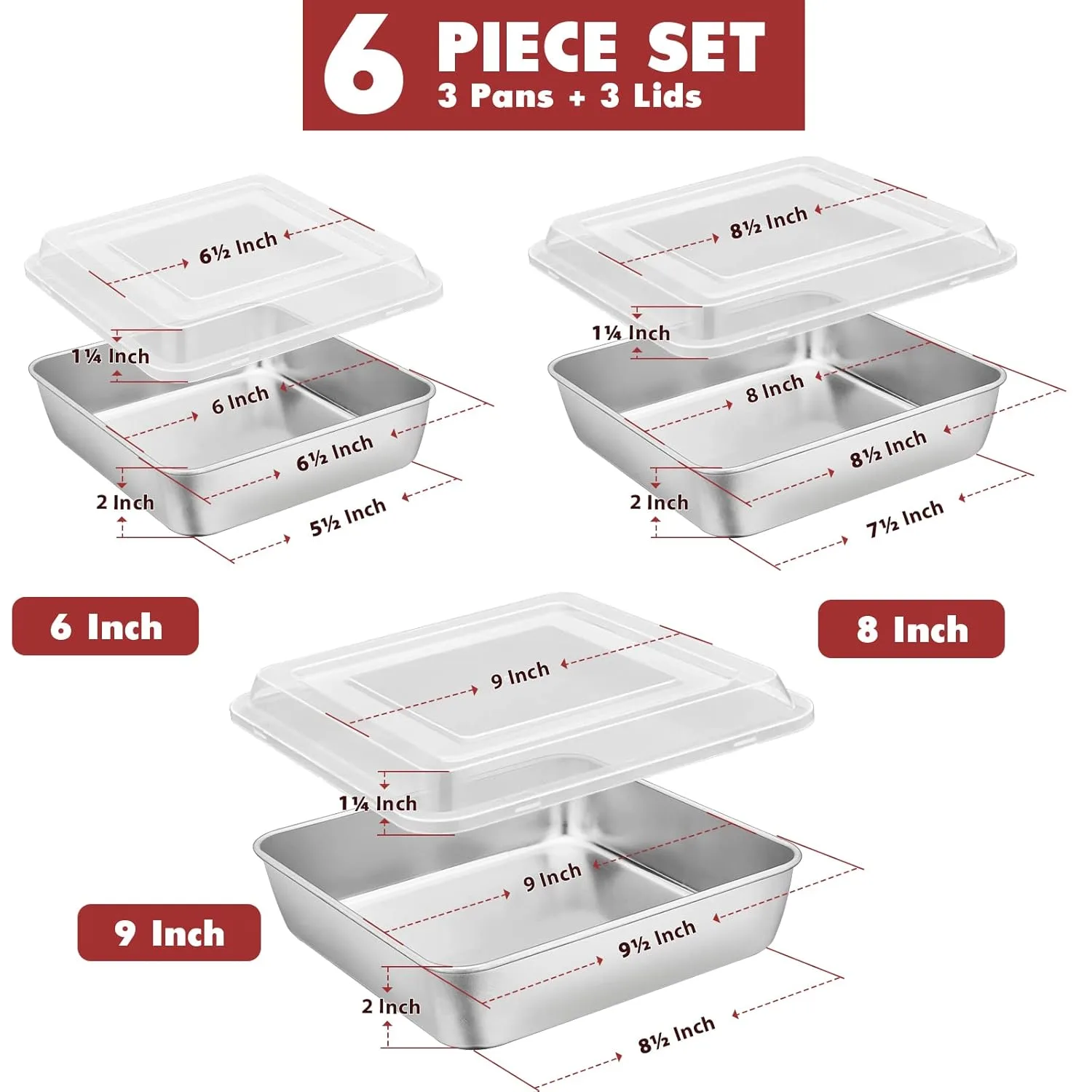 square baking pan set 2
