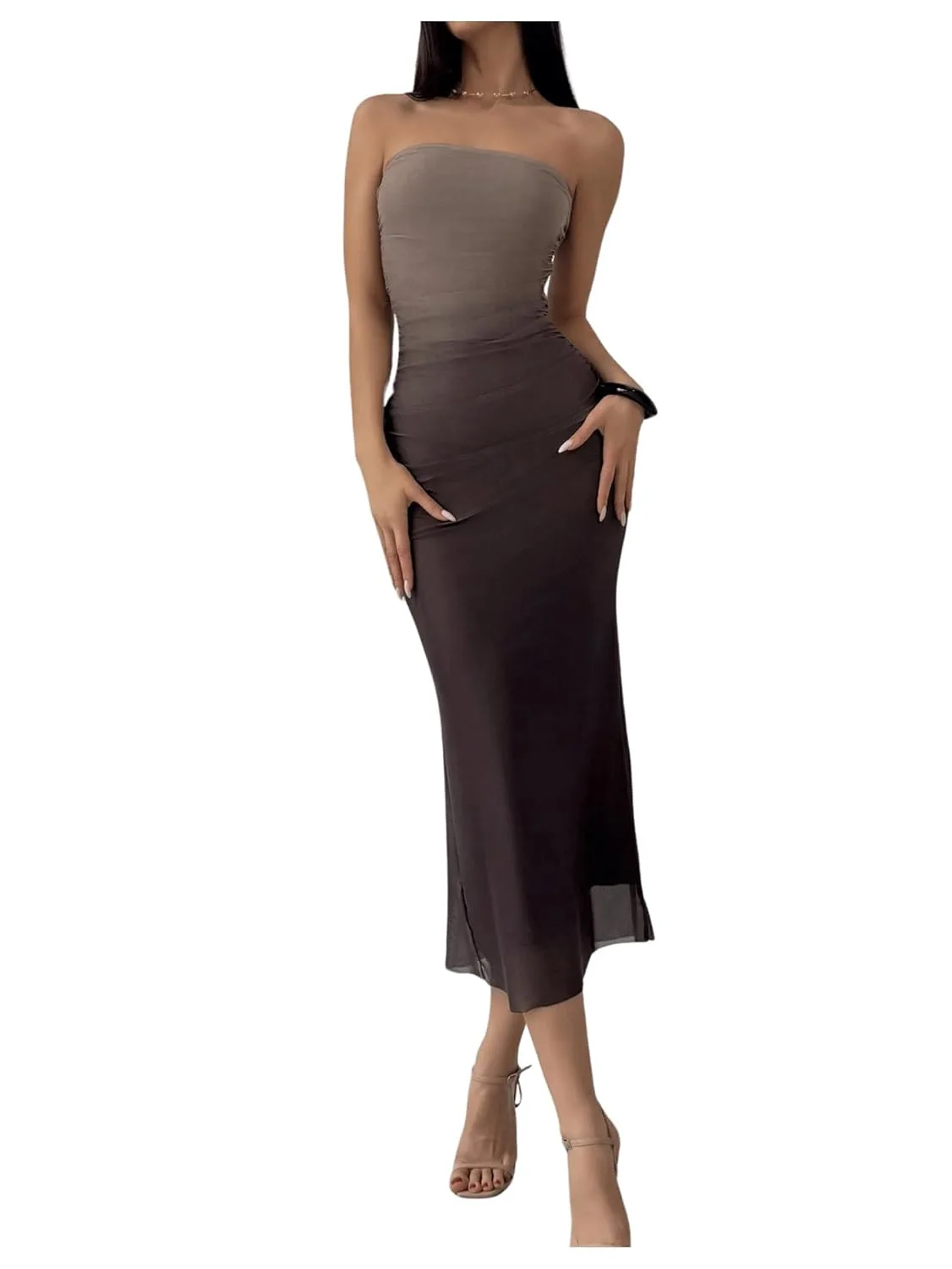 strapless ombre bodycon dress 1