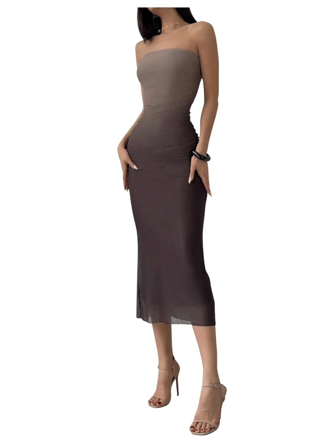 strapless ombre bodycon dress 5