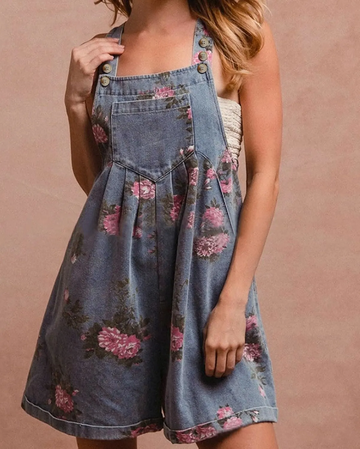 summer denim romper floral 6