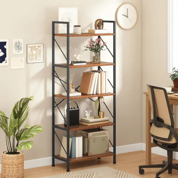 tier bookshelf wood metal 1