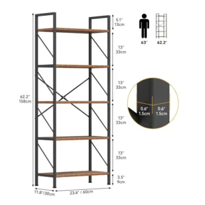 tier bookshelf wood metal 2