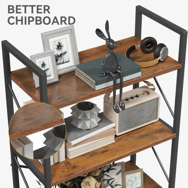 tier bookshelf wood metal 4