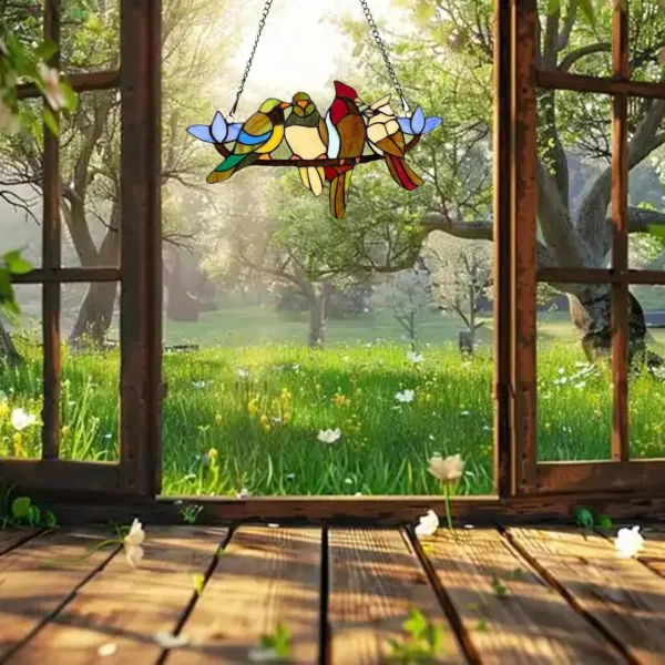 tiffany style bird glass 3