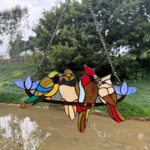 tiffany style bird glass 4