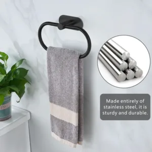 towel ring adhesive black 3