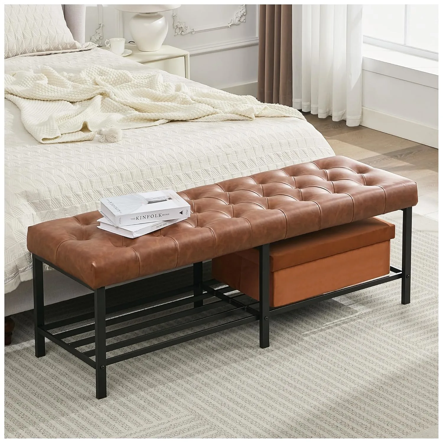 tufted bench shoe storage 1