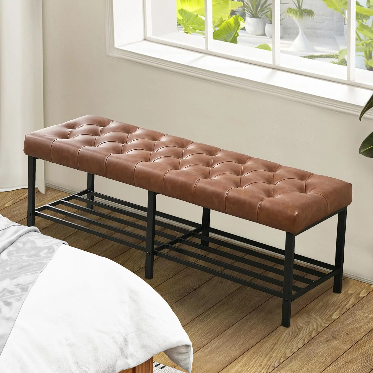 tufted bench shoe storage 5