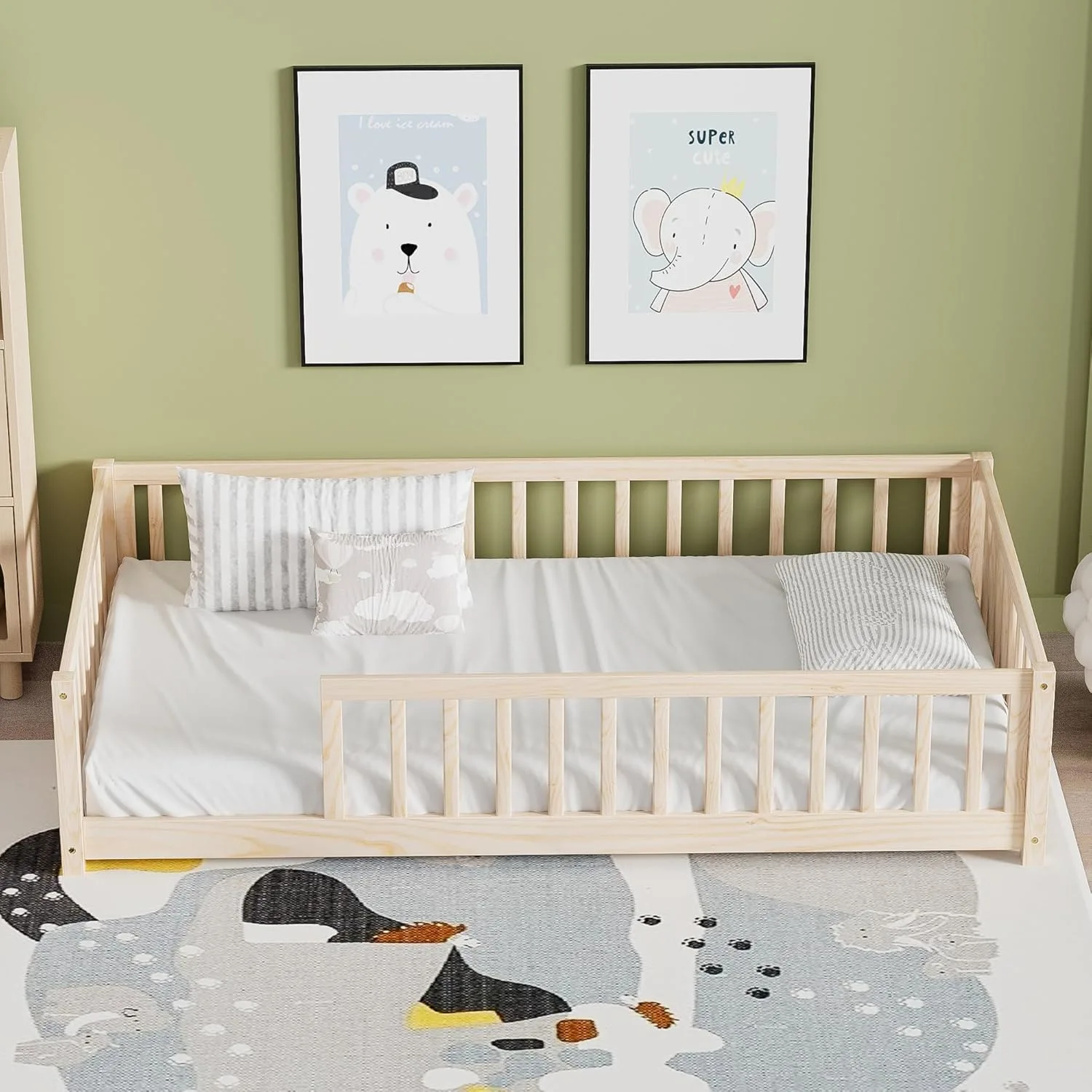 twin floor bed kids 3