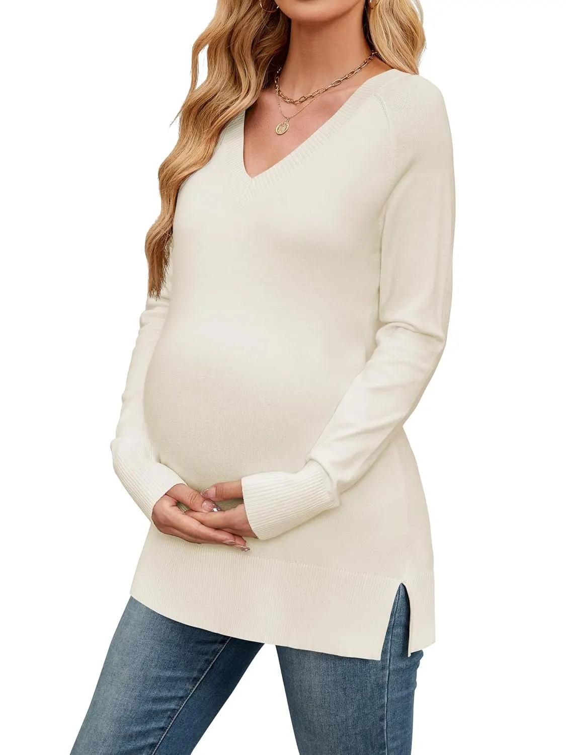v neck maternity sweater 1