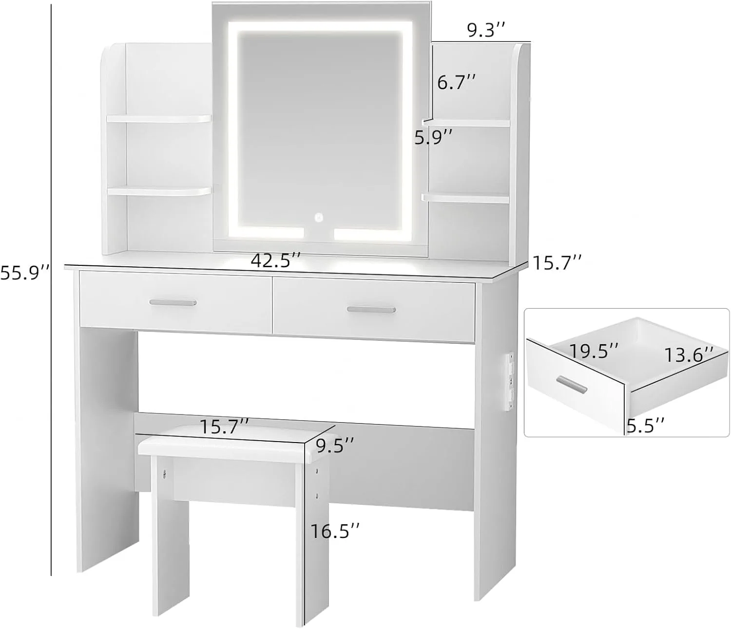 vanity desk led mirror 5