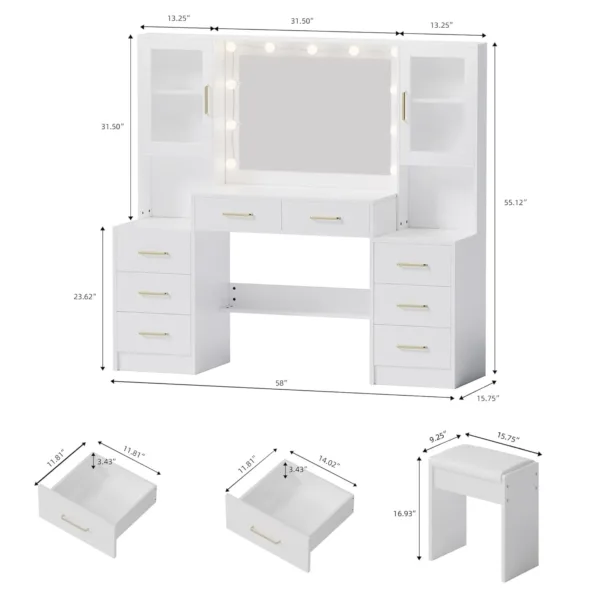 vanity desk lighted mirror 4